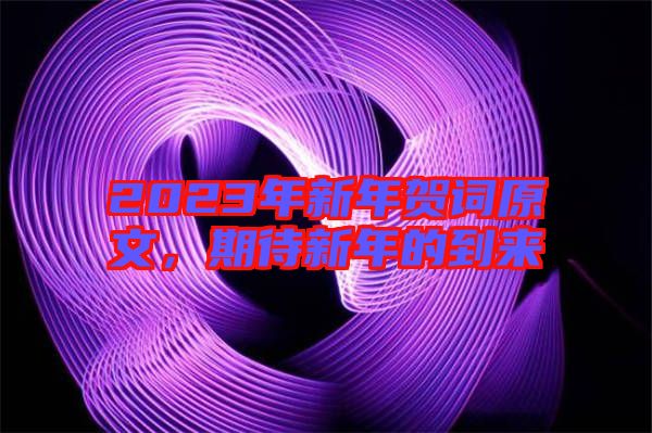 2023年新年賀詞原文，期待新年的到來
