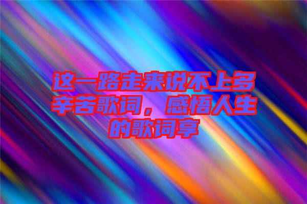 這一路走來(lái)說(shuō)不上多辛苦歌詞，感悟人生的歌詞享