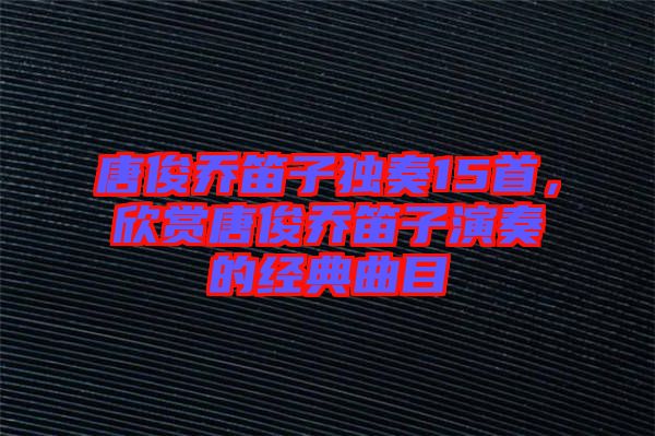 唐俊喬笛子獨(dú)奏15首，欣賞唐俊喬笛子演奏的經(jīng)典曲目