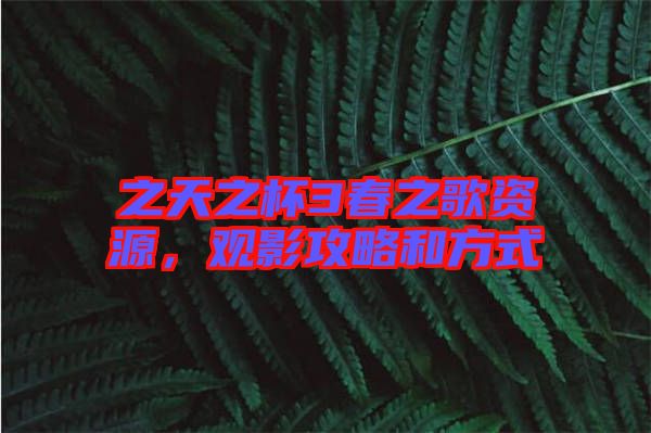 之天之杯3春之歌資源，觀影攻略和方式