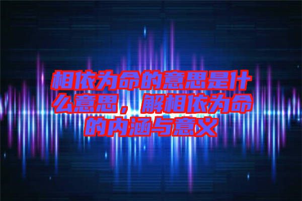 相依為命的意思是什么意思，解相依為命的內涵與意義