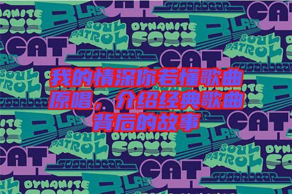 我的情深你若懂歌曲原唱，介紹經(jīng)典歌曲背后的故事