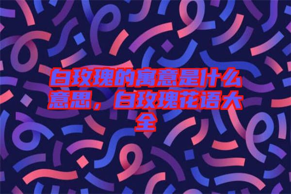 白玫瑰的寓意是什么意思，白玫瑰花語大全