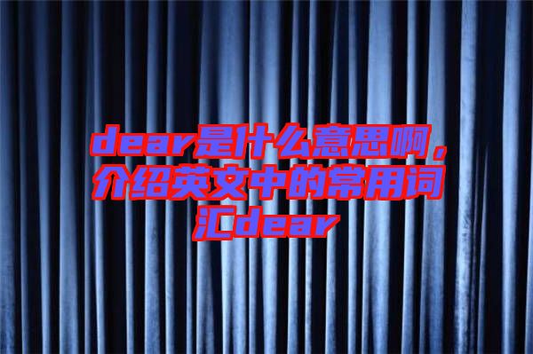 dear是什么意思啊，介紹英文中的常用詞匯dear