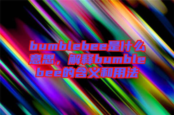 bumblebee是什么意思，解釋bumblebee的含義和用法