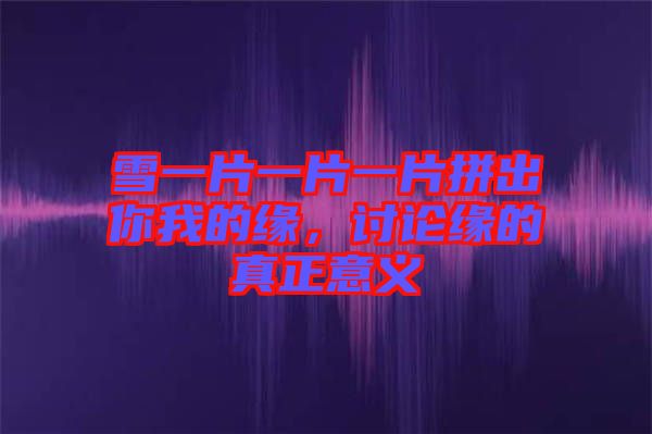 雪一片一片一片拼出你我的緣，討論緣的真正意義