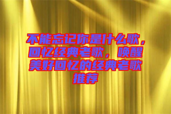 不能忘記你是什么歌，回憶經(jīng)典老歌，喚醒美好回憶的經(jīng)典老歌推薦