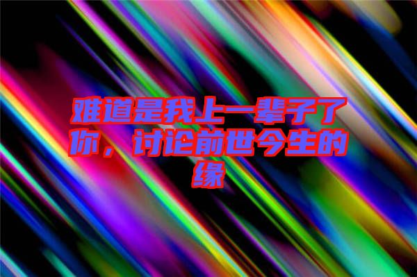 難道是我上一輩子了你，討論前世今生的緣