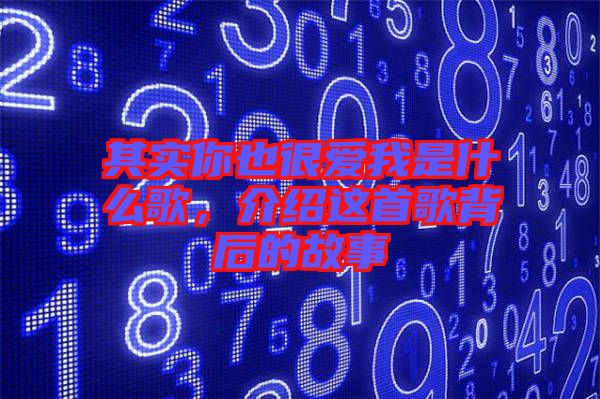 其實(shí)你也很愛我是什么歌，介紹這首歌背后的故事