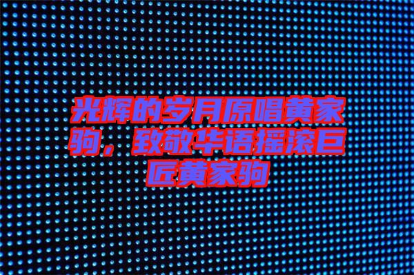 光輝的歲月原唱黃家駒，致敬華語(yǔ)搖滾巨匠黃家駒