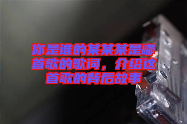 你是誰的某某某是哪首歌的歌詞，介紹這首歌的背后故事