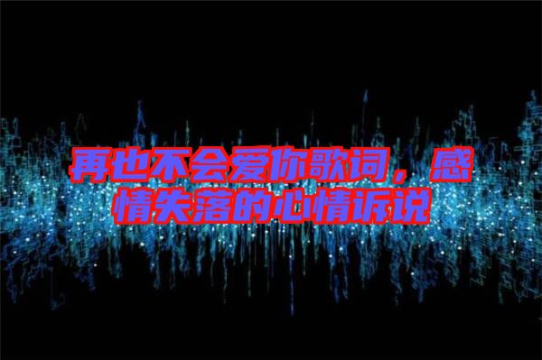 再也不會愛你歌詞，感情失落的心情訴說