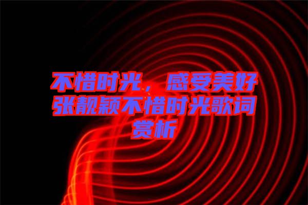 不惜時光，感受美好張靚穎不惜時光歌詞賞析