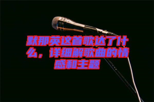 默那英這首歌達了什么，詳細解歌曲的情感和主題