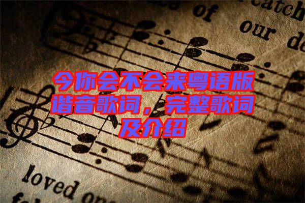 今你會(huì)不會(huì)來(lái)粵語(yǔ)版諧音歌詞，完整歌詞及介紹