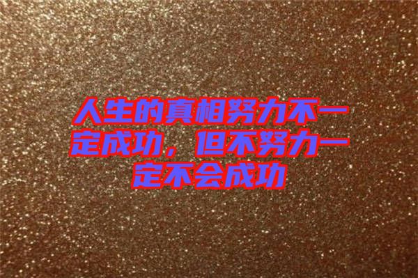 人生的真相努力不一定成功，但不努力一定不會(huì)成功