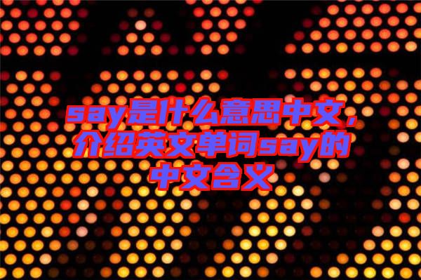 say是什么意思中文，介紹英文單詞say的中文含義
