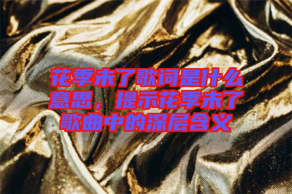 花季未了歌詞是什么意思，提示花季未了歌曲中的深層含義