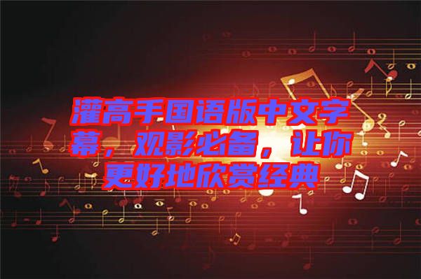 灌高手國(guó)語(yǔ)版中文字幕，觀影必備，讓你更好地欣賞經(jīng)典