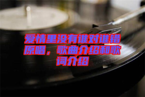 愛(ài)情里沒(méi)有誰(shuí)對(duì)誰(shuí)錯(cuò)原唱，歌曲介紹和歌詞介紹