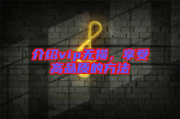 介紹vip無(wú)損，享受高品質(zhì)的方法