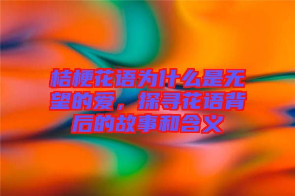 桔梗花語為什么是無望的愛，探尋花語背后的故事和含義