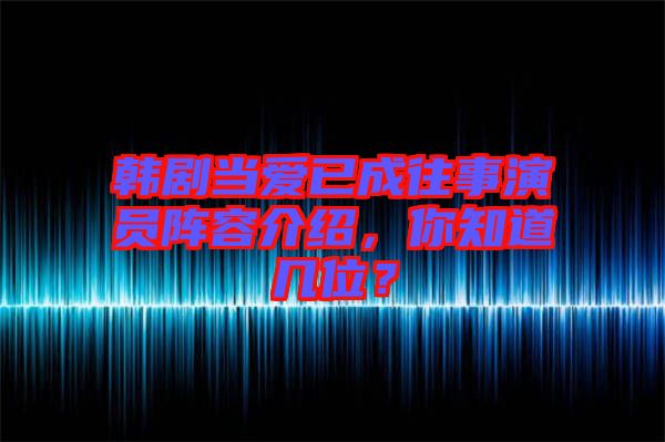 韓劇當愛已成往事演員陣容介紹，你知道幾位？