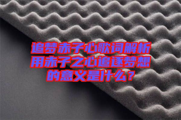 追夢(mèng)赤子心歌詞解析用赤子之心追逐夢(mèng)想的意義是什么？