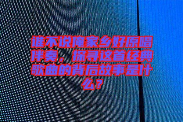 誰不說俺家鄉(xiāng)好原唱伴奏，探尋這首經(jīng)典歌曲的背后故事是什么？