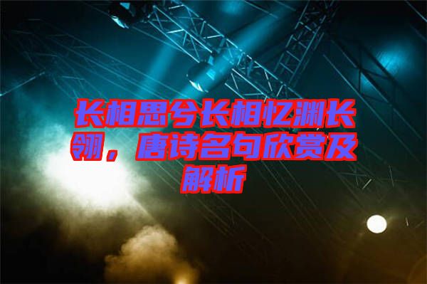 長(zhǎng)相思兮長(zhǎng)相憶淵長(zhǎng)翎，唐詩(shī)名句欣賞及解析